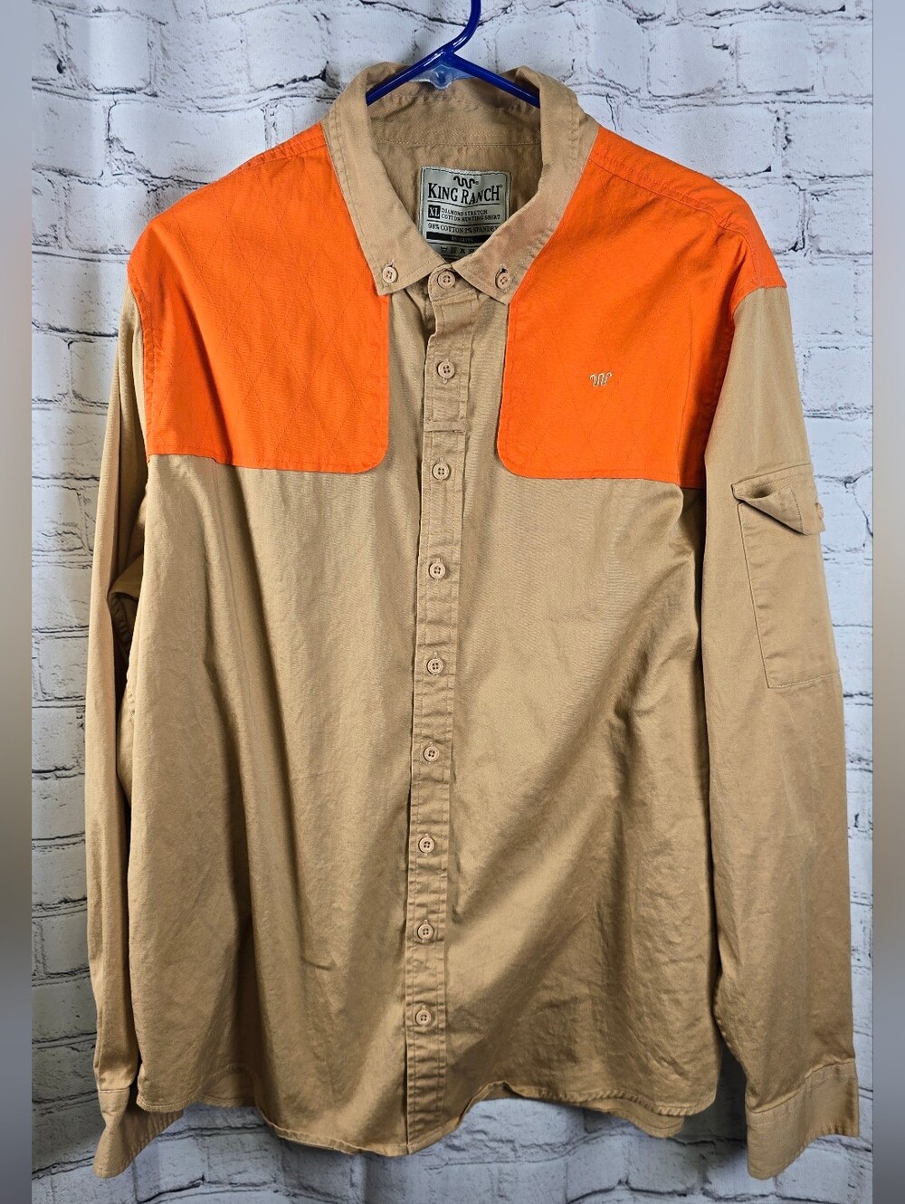 King Ranch Two-Tone Western Diamond Stretch Cottpn Hunting Shirt Size XL